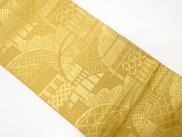 JAPANESE KIMONO / ANTIQUE FUKURO OBI / SILK / WOVEN FENCE